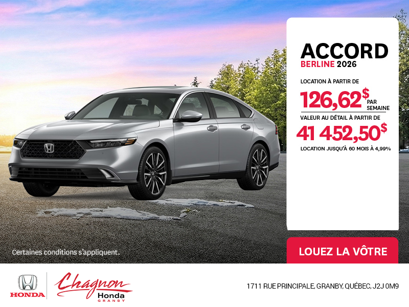 Obtenez la Honda Accord 2026 !