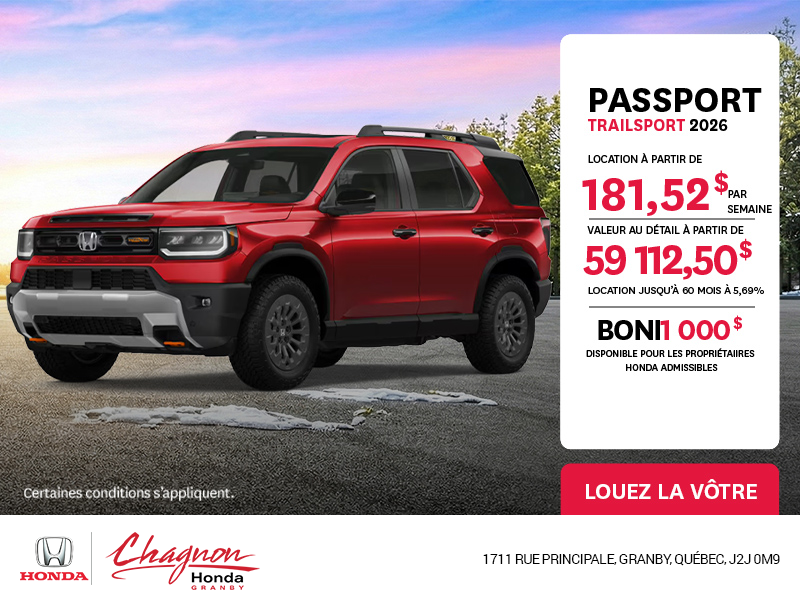 Obtenez le Honda Passport 2026 !