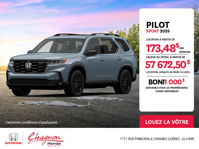 Obtenez le Honda Pilot 2026 !