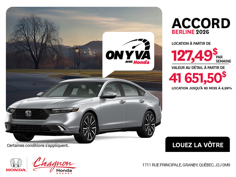 Obtenez la Honda Accord 2026 !