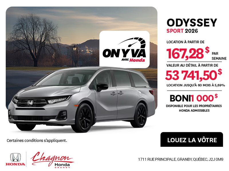 Obtenez la Honda Odyssey 2026 !