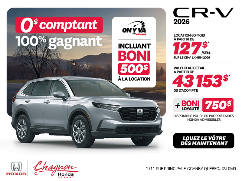 Obtenez le Honda CR-V 2026!