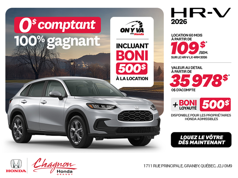 Obtenez le Honda HR-V 2026!