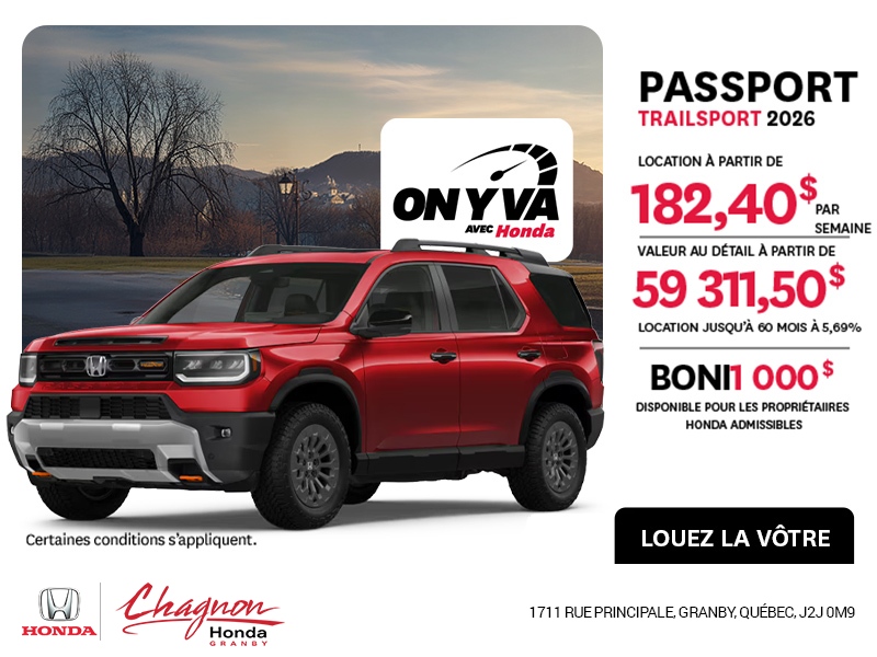 Obtenez le Honda Passport 2026 !