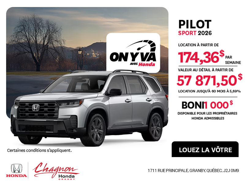 Obtenez le Honda Pilot 2026 !