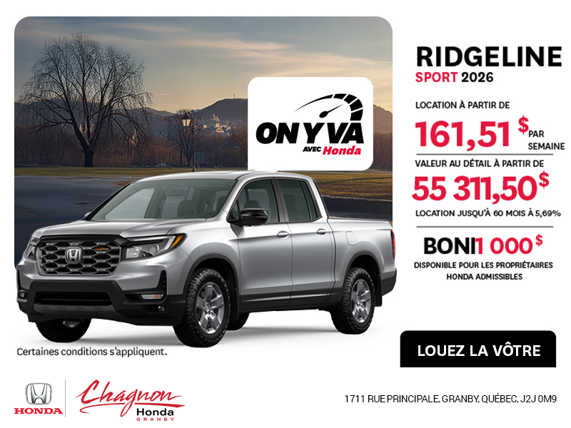 Obtenez le Honda Ridgeline 2026 !