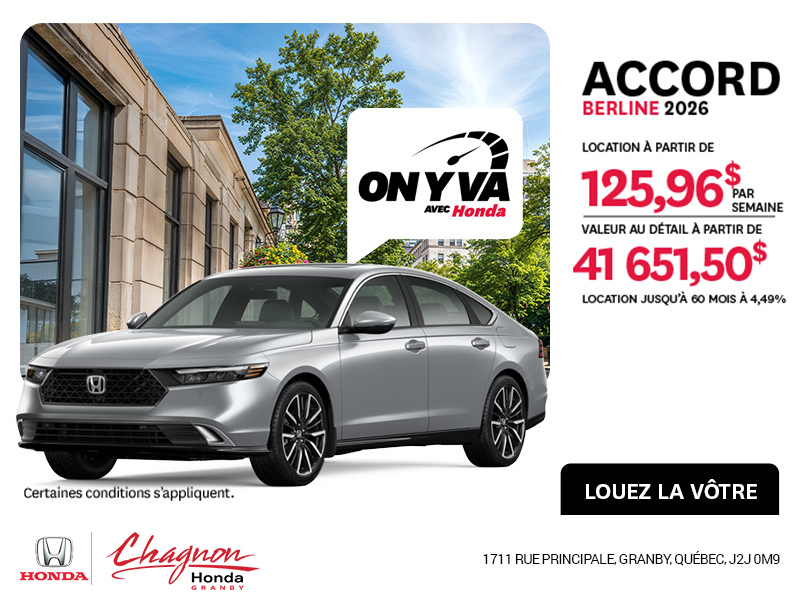Obtenez la Honda Accord 2026 !
