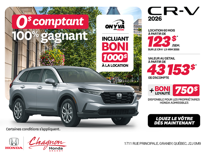 Obtenez la Honda CR-V 2026!