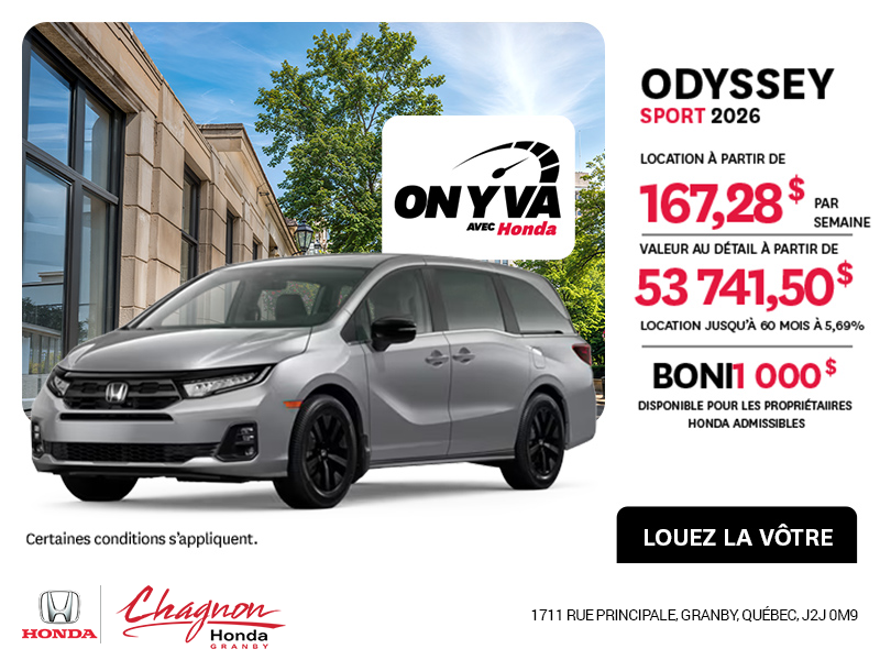 Obtenez la Honda Odyssey 2026 !