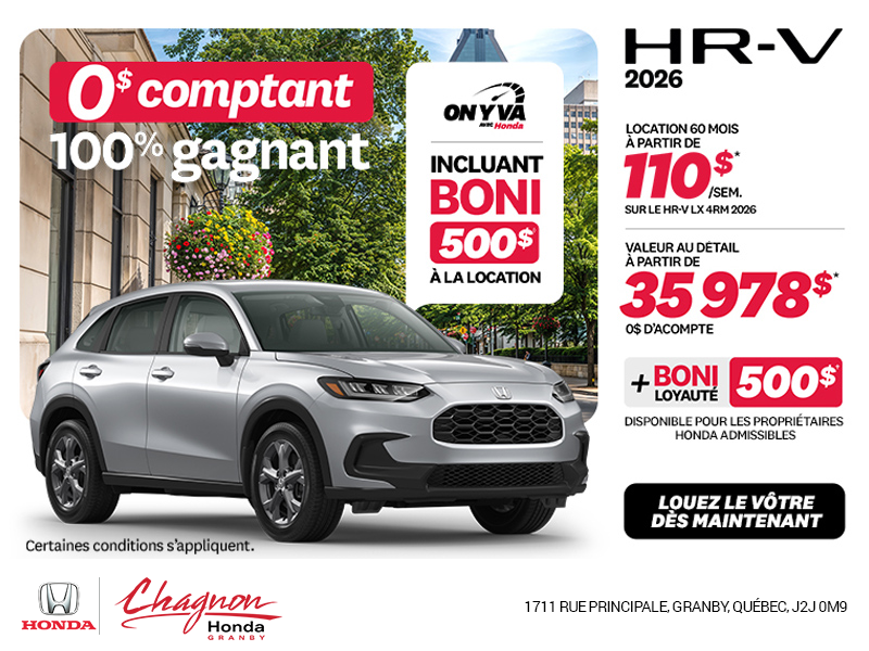 Obtenez le Honda HR-V 2026!