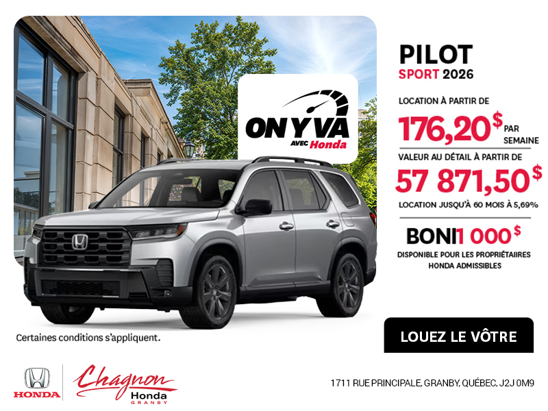 Obtenez le Honda Pilot 2026 !
