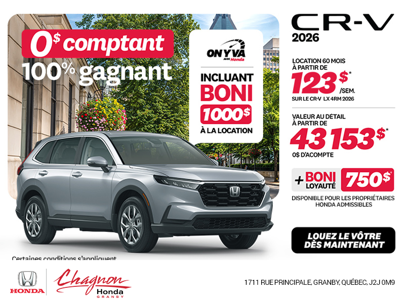 Obtenez la Honda CR-V 2026!