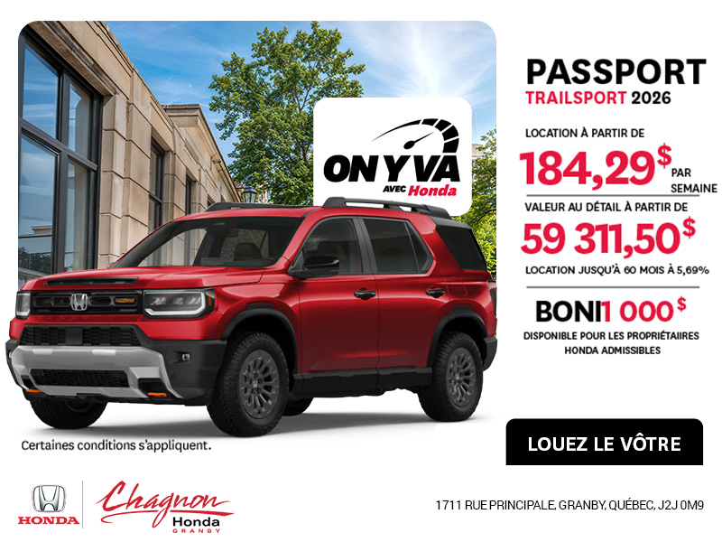Obtenez la Honda Passport 2026 !