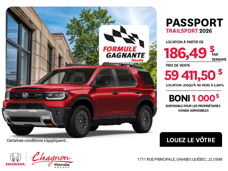Obtenez la Honda Passport 2026 !