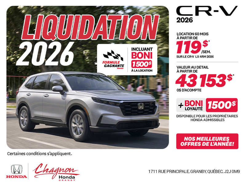 Obtenez la Honda CR-V 2026!