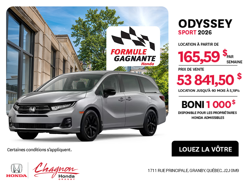 Obtenez la Honda Odyssey 2026 !