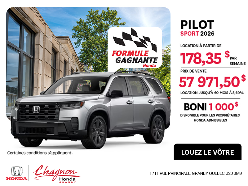 Obtenez la Honda Pilot 2026 !
