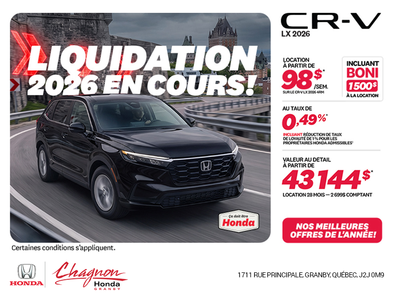Obtenez la Honda CR-V 2026!