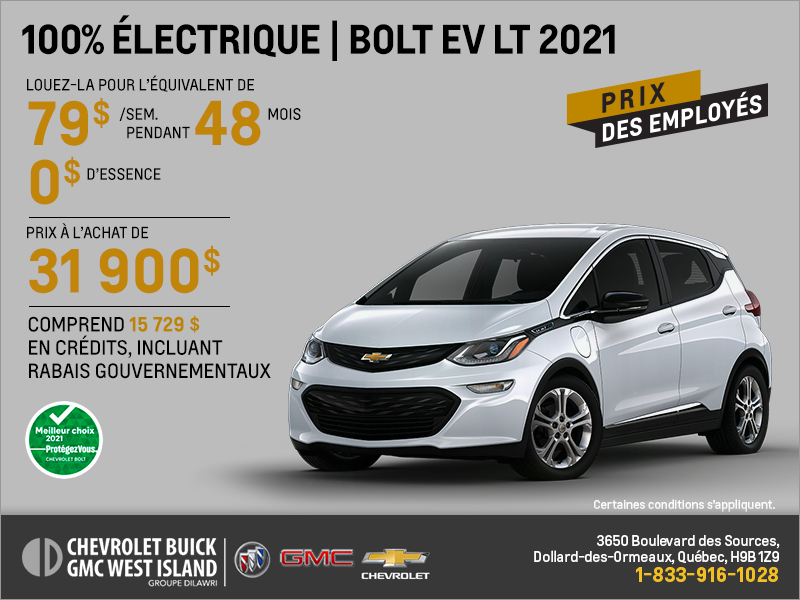 Procurez-vous la Chevrolet Bolt 2021!