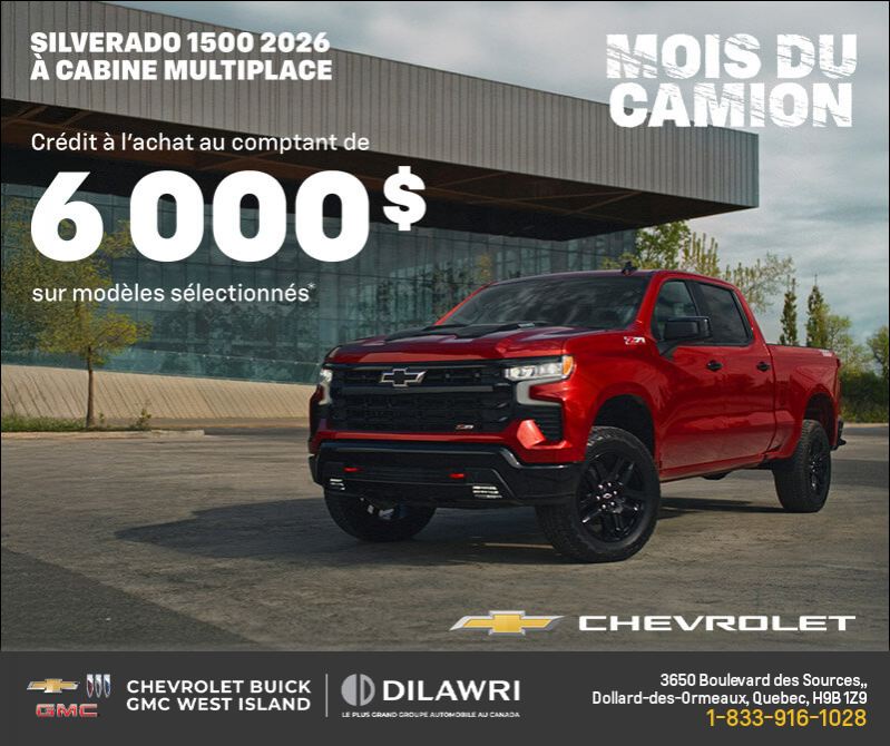 Procurez-vous le Chevrolet Silverado 1500 2026 à cabine multiplace