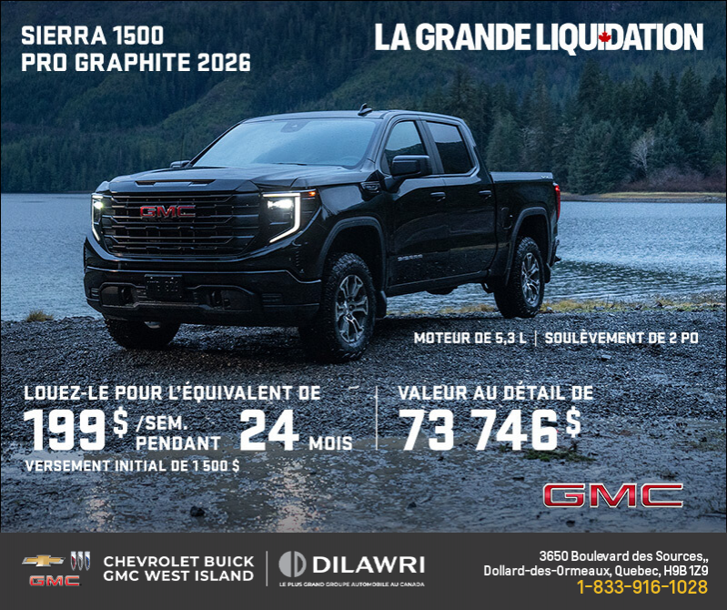 Le GMC Sierra 1500 Pro Graphite 2026 à cabine multiplace