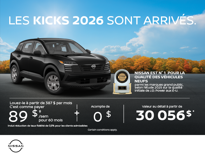 Obtenez le Kicks 2026 !