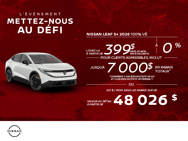Obtenez la Leaf S+ 2026 !