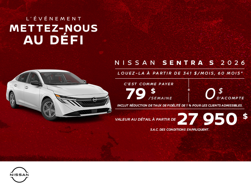 Obtenez la Sentra 2026 !