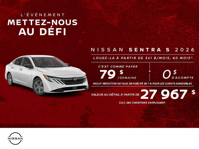 Obtenez la Sentra 2026 !