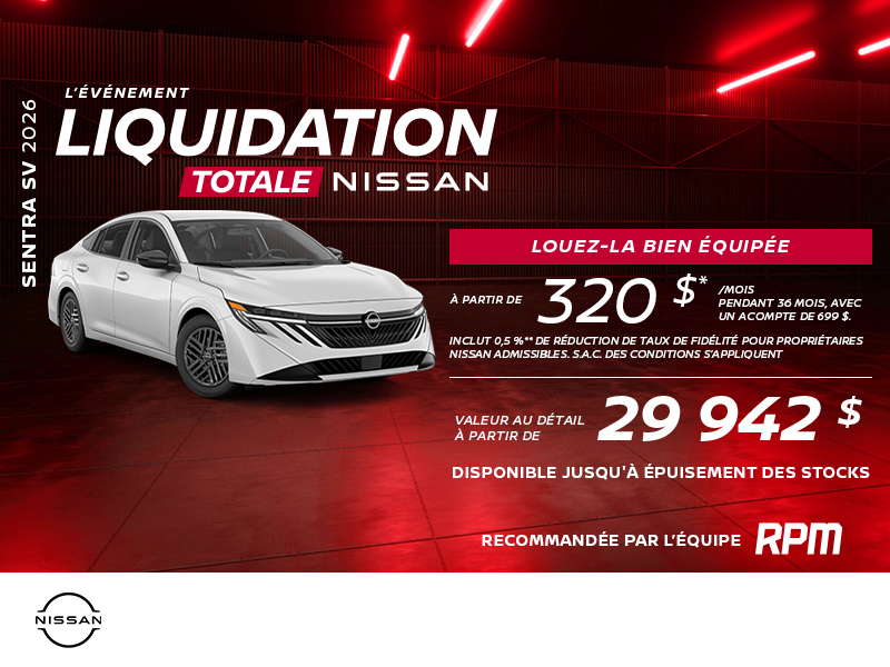 Obtenez la Sentra SV 2026!