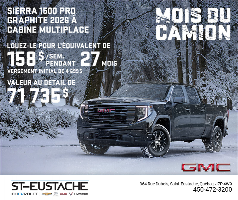 Le GMC Sierra 1500 Pro Graphite 2026 à cabine multiplace
