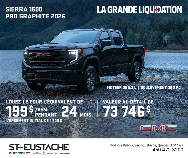 Le GMC Sierra 1500 Pro Graphite 2026 à cabine multiplace
