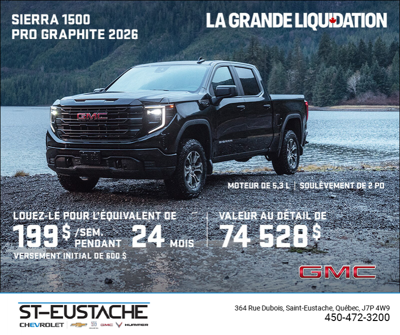 Le GMC Sierra 1500 Pro Graphite 2026 à cabine multiplace