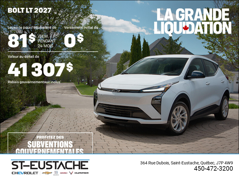 Procurez-vous le Chevrolet Bolt LT 2027