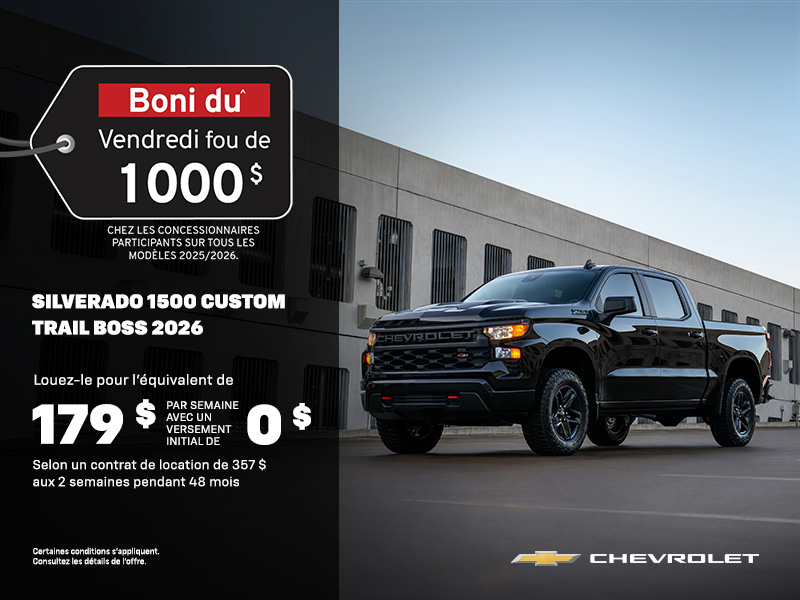 Procurez-vous le Chevrolet Silverado 1500 Custom Trail Boss 2026
