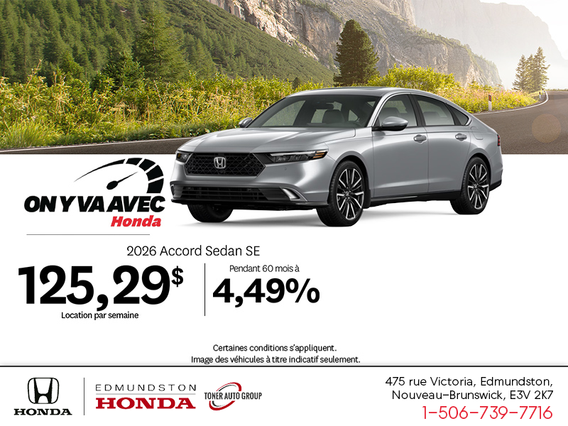 Obtenez la Honda Accord 2026 !