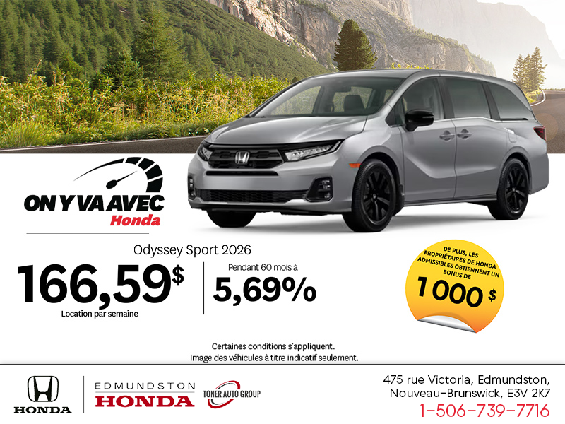 Obtenez la Honda Odyssey 2026 !