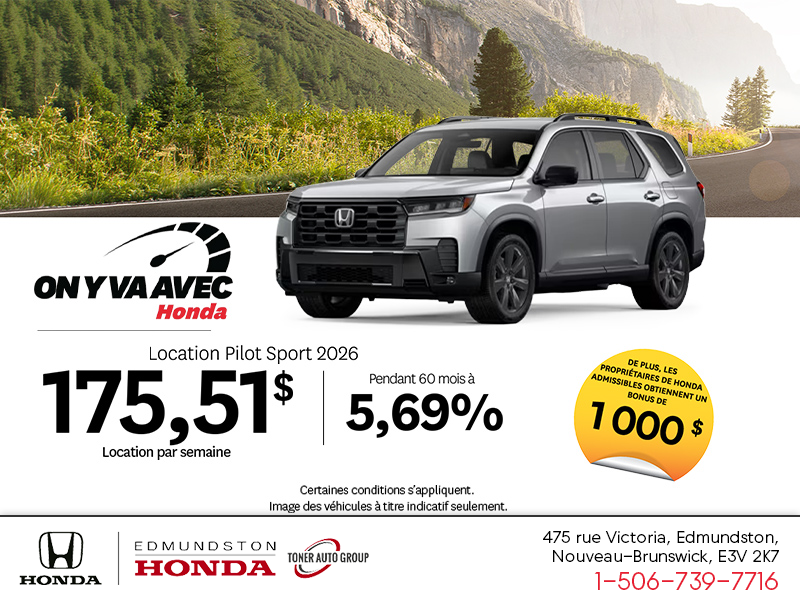 Obtenez la Honda Pilot 2026 !