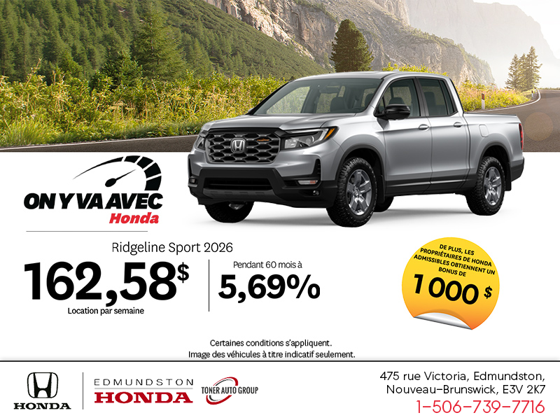 Obtenez la Honda Ridgeline 2026 !