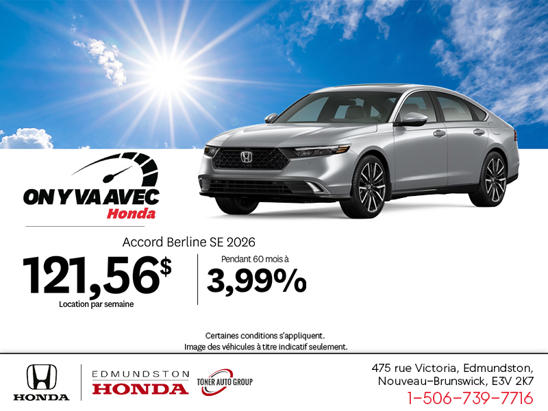 Obtenez la Honda Accord 2026 !