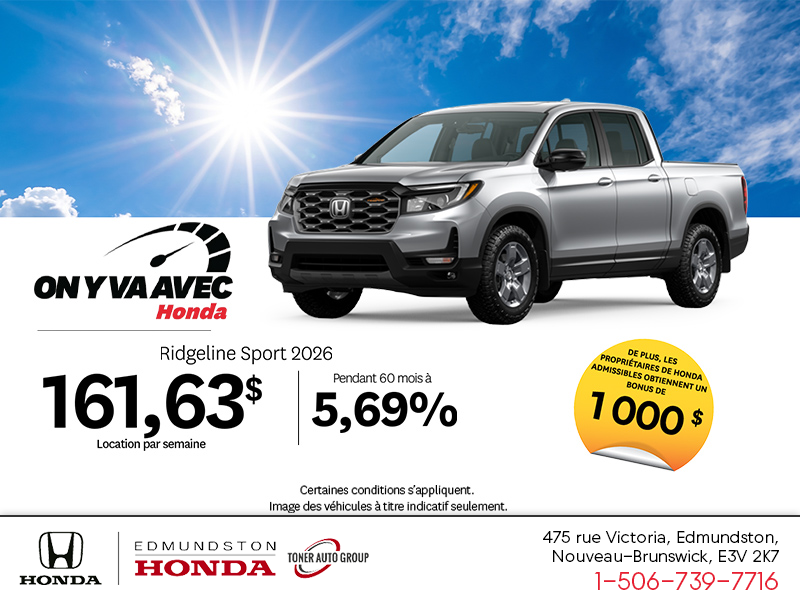 Obtenez la Honda Ridgeline 2026 !