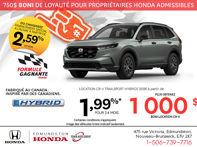 Obtenez la Honda CR-V Hybride 2026 !