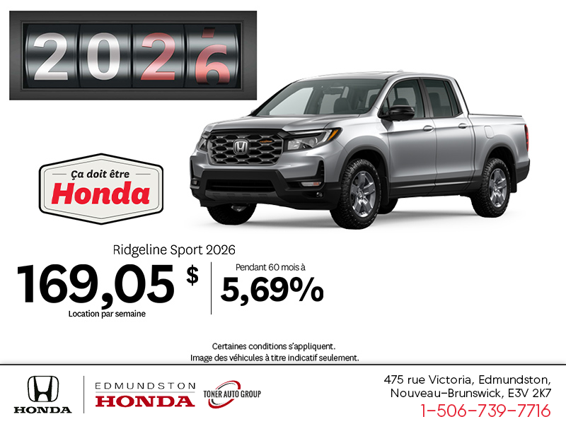 Obtenez la Honda Ridgeline 2026 !