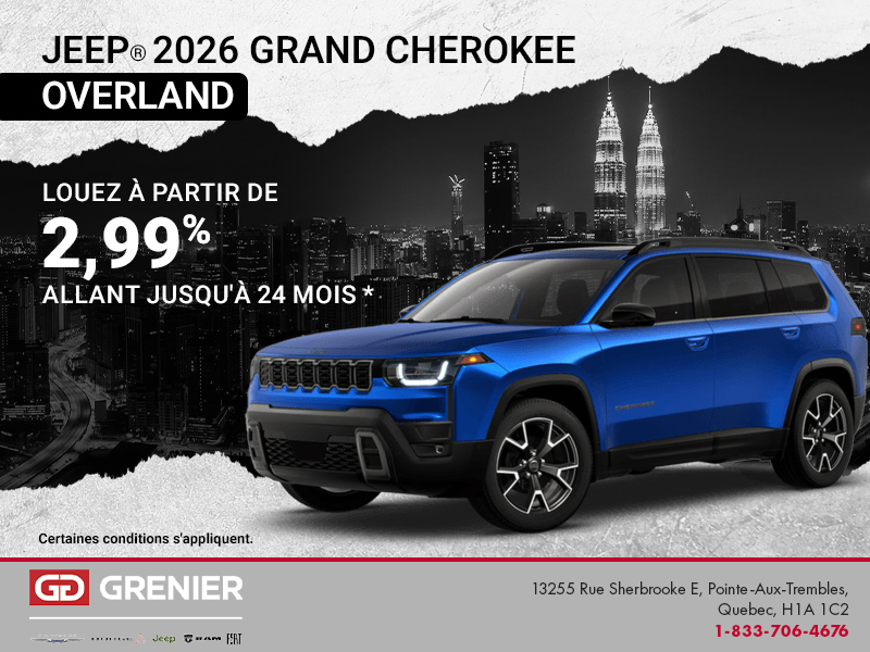 Conduisez un Jeep Grand Cherokee OverLand 2026!