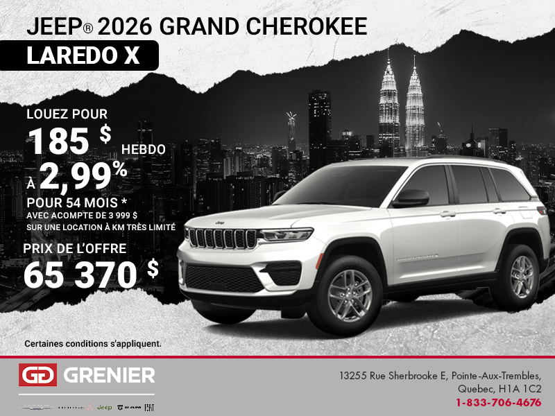 Conduisez un Jeep Grand Cherokee  2026!