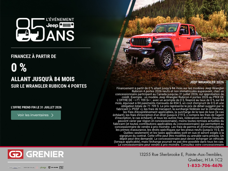 Conduisez un Jeep Wrangler 2026!