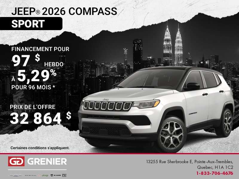 Conduisez un Jeep Compass Sport 2026!