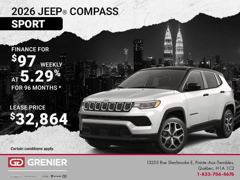 Get the 2026 Jeep Compass Sport!