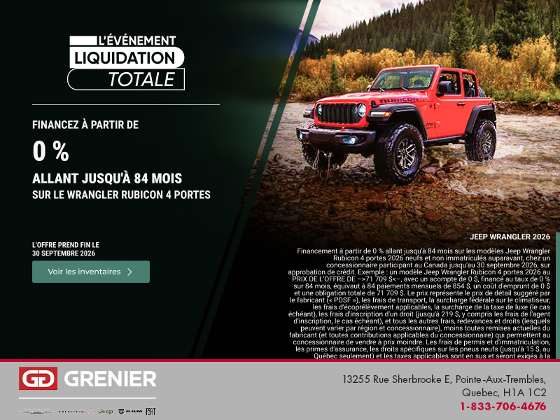 Conduisez un Jeep Wrangler  2026!