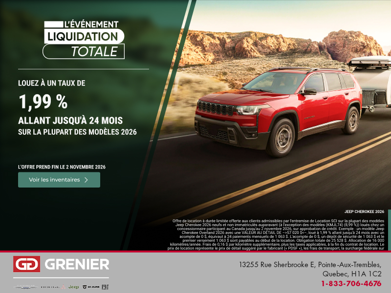 Conduisez le Jeep Cherokee 2026!